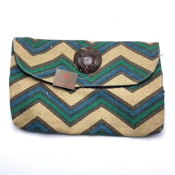 The Royal Standard Multi Chevron Jute Clutch NWT - Picture 1 of 3